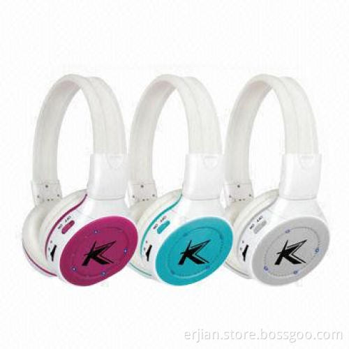 Colorful light-up headphones with MP3 player built-in, FM radio, OEM services